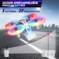 Mini drón HD 720P kamerával gyerekeknek, RC drón többszínű LED lámpákkal, 3D-s forgatható kvadrokopter 3 akkumulátorral 4