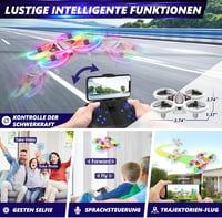 Mini drón HD 720P kamerával gyerekeknek, RC drón többszínű LED lámpákkal, 3D-s forgatható kvadrokopter 3 akkumulátorral 5