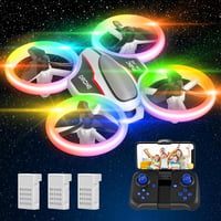 Mini drón HD 720P kamerával gyerekeknek, RC drón többszínű LED lámpákkal, 3D-s forgatható kvadrokopter 3 akkumulátorral 1