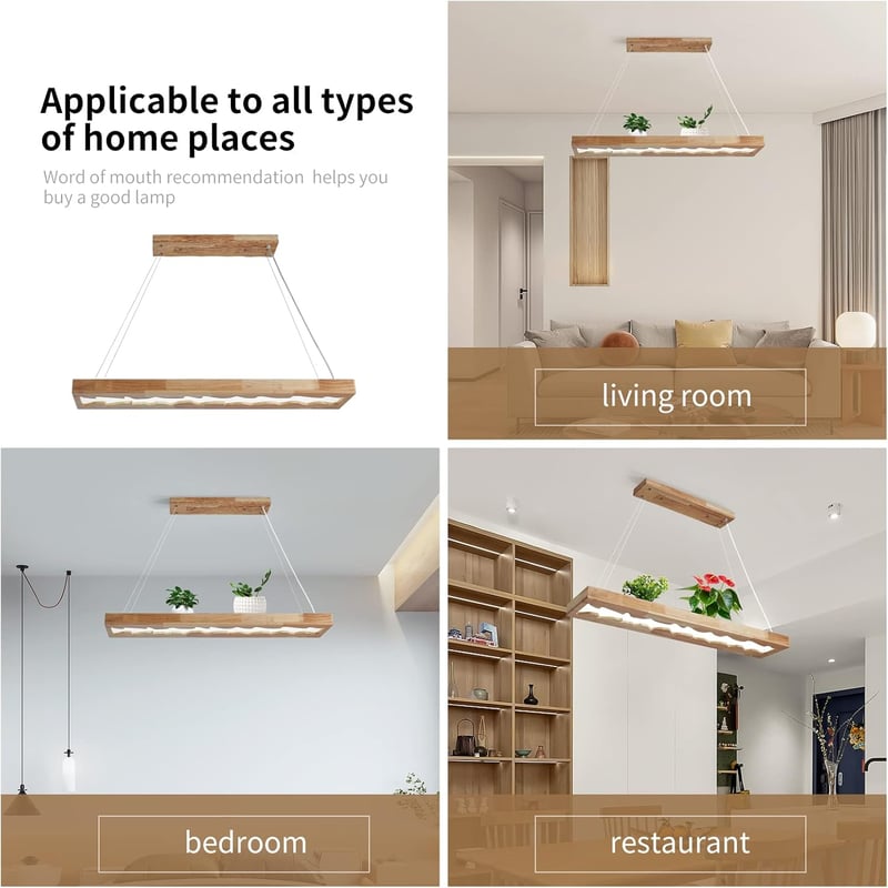 minifair LED Fa Függőlámpa Dimmer Funkcióval, Étkezőasztal Világítás, Magasságállítható 100cm