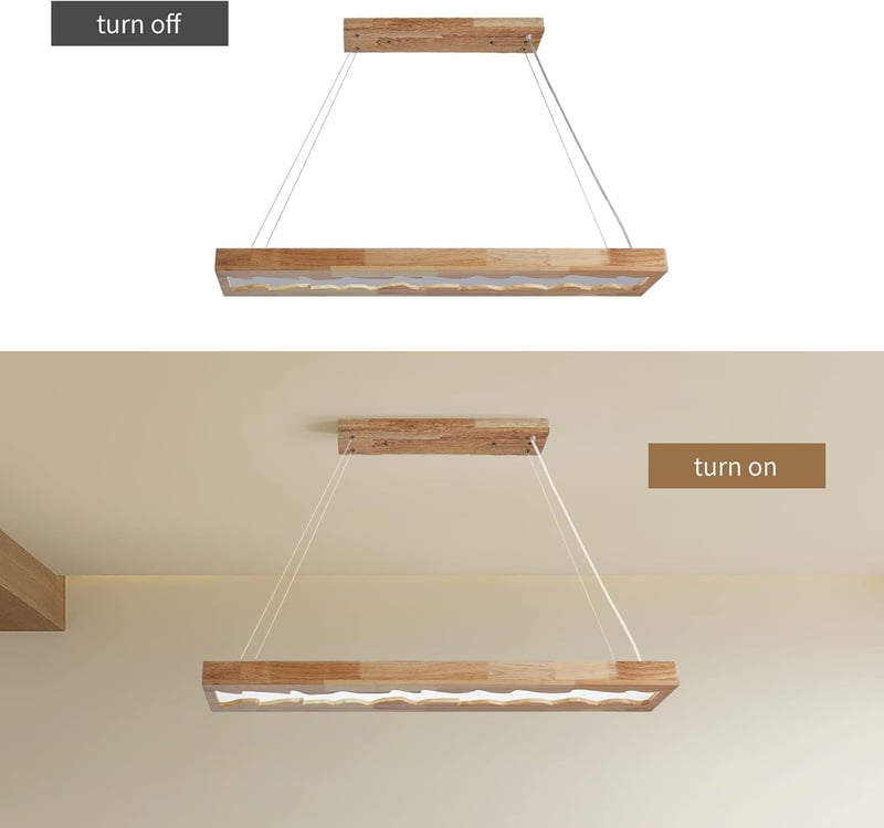 minifair LED Fa Függőlámpa Dimmer Funkcióval, Étkezőasztal Világítás, Magasságállítható 100cm