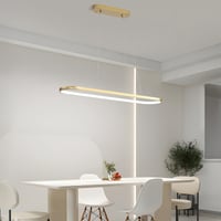 Minifair LED oválne závesné svietidlo stmievateľné zlatý prstenec s diaľkovým ovládaním nastaviteľná výška 120 cm jedáleň kuchyňa obývačka 5