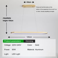 Minifair LED oválne závesné svietidlo stmievateľné zlatý prstenec s diaľkovým ovládaním nastaviteľná výška 120 cm jedáleň kuchyňa obývačka 2