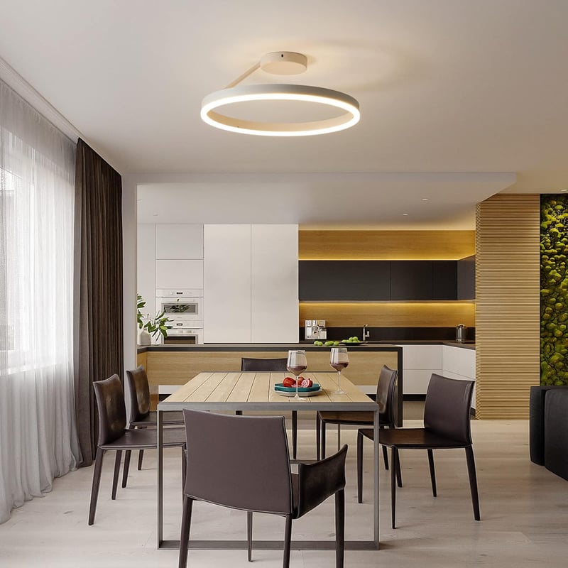 minifair Modern LED Mennyezeti Lámpa - Kör Alakú Fehér Plafonlámpa 21W 3000K Meleg Fénnyel, Nappali, Konyha, Hálószoba Világításhoz, 40 cm