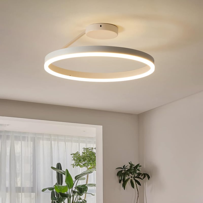 minifair Modern LED Mennyezeti Lámpa - Kör Alakú Fehér Plafonlámpa 21W 3000K Meleg Fénnyel, Nappali, Konyha, Hálószoba Világításhoz, 40 cm