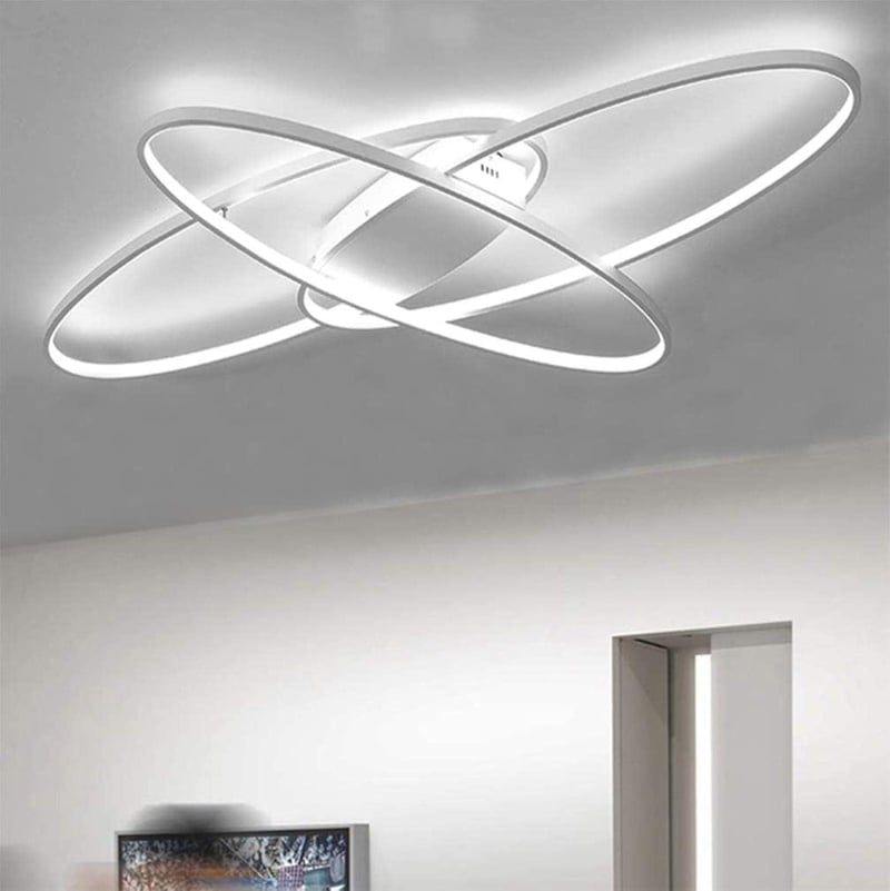 minifair Ovális LED Mennyezeti Lámpa - Távirányítós Szabályozható Fényerő, Modern Dizájn, Fehér Csillár Nappaliba, Hálóba, Konyhába