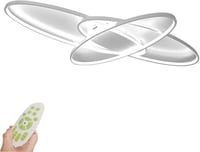 minifair Ovális LED Mennyezeti Lámpa - Távirányítós Szabályozható Fényerő, Modern Dizájn, Fehér Csillár Nappaliba, Hálóba, Konyhába 1