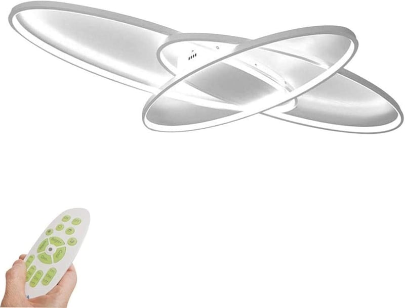 minifair Ovális LED Mennyezeti Lámpa - Távirányítós Szabályozható Fényerő, Modern Dizájn, Fehér Csillár Nappaliba, Hálóba, Konyhába