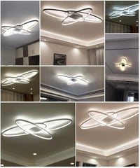 minifair Ovális LED Mennyezeti Lámpa - Távirányítós Szabályozható Fényerő, Modern Dizájn, Fehér Csillár Nappaliba, Hálóba, Konyhába 5
