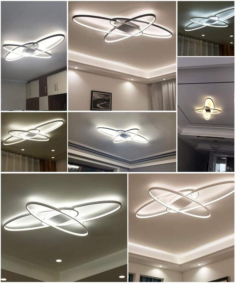 minifair Ovális LED Mennyezeti Lámpa - Távirányítós Szabályozható Fényerő, Modern Dizájn, Fehér Csillár Nappaliba, Hálóba, Konyhába