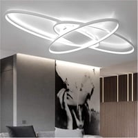 minifair Ovális LED Mennyezeti Lámpa - Távirányítós Szabályozható Fényerő, Modern Dizájn, Fehér Csillár Nappaliba, Hálóba, Konyhába 3