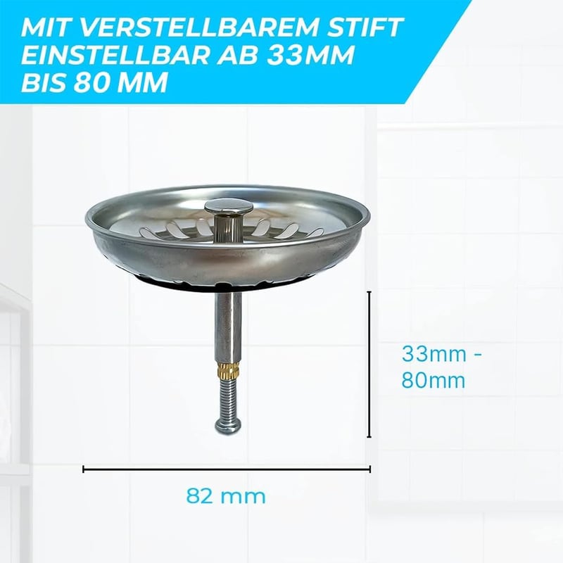 Minismus Univerzális Magasságállítható Mosogató Szűrő 82mm Rozsdamentes - 82 mm