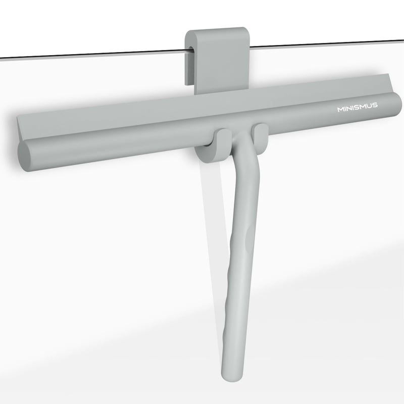 Minismus brisač za tuš s držačem, 28 cm, sivi - brisač za tuš kabine koji štedi vodu