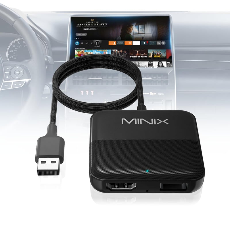MINIX HDMI prevodník pre autotelevízor, HDMI adaptér pre Fire TV Stick/herný notebook/Switch/DVD/set-top box, 2,4 GHz WiFi, Plug and Play