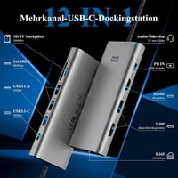Minthouz 12 az 1-ben USB-C dokkoló 3 monitor, 100W PD, 8K/4K, Thunderbolt 3/4 2