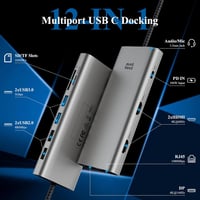 Minthouz 12 az 1-ben USB-C Dokkoló, Tripla Monitor Támogatás 4K@144Hz, 100W PD, DP+2×HDMI, 4×USB, LAN, SD/TF Kártyaolvasó, Dell/HP/Lenovo La 2