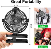 Minthouz Klippes Ventilátor USB 8000mAh, 5 Fokozat, Hordozható Mini Ventilátor Kempinghez 8