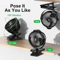 Minthouz Klippes Ventilátor USB 8000mAh, 5 Fokozat, Hordozható Mini Ventilátor Kempinghez 5