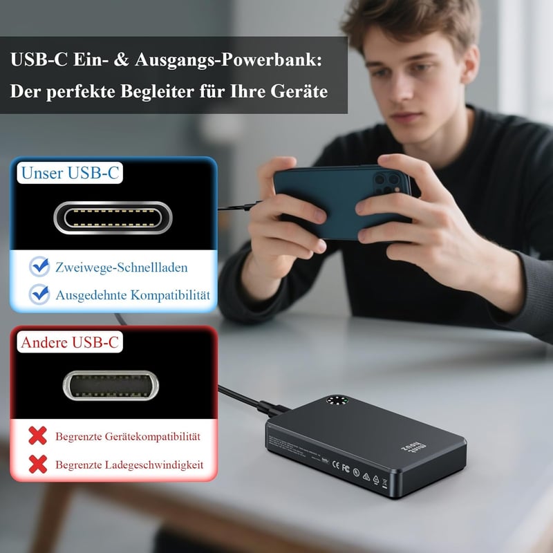 Minthouz MagSafe Powerbank 10000mAh - 20W Mágneses Vezeték Nélküli Hordozható Töltő iPhone 16/15/14/13/12 és Samsung Készülékekhez, Gyorstöl