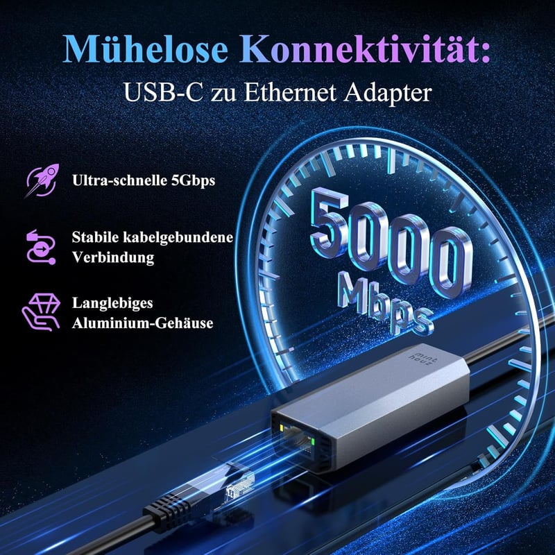 Minthouz USB-C Ethernet adapter 5G RJ45 hálózati csatlakozó