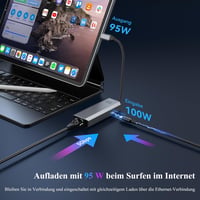 Minthouz USB-C Ethernet adapter 5GB RJ45 LAN, 95W PD, Thunderbolt 4/3 3