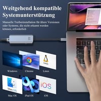 Minthouz USB-C Ethernet adapter 5GB RJ45 LAN, 95W PD, Thunderbolt 4/3 6