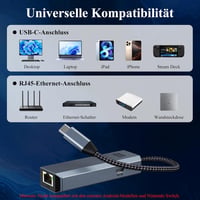 Minthouz USB-C Ethernet adapter 5GB RJ45 LAN, 95W PD, Thunderbolt 4/3 7