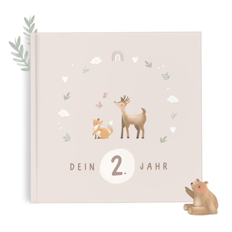 mintkind Babyalbum Második Életév Keményfedeles Babynapló Emlékkönyv és Fotoalbum Fiúknak és Lányoknak Ajándék Babakkönyv Bézs