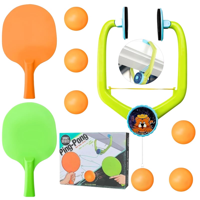 MinXin ajtóra akasztható ping-pong edzőkészlet gyerekeknek - állítható magasságú asztalitenisz tréner ütővel és labdákkal, családi játék