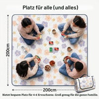 Pikniková deka MinXin 200x200 cm zelená, vodoodolná, skladacia prenosná kempingová podložka s rukoväťou na pláž, grilovačku a vonkajšie použitie 2