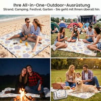 Pikniková deka MinXin 200x200 cm zelená, vodoodolná, skladacia prenosná kempingová podložka s rukoväťou na pláž, grilovačku a vonkajšie použitie 9