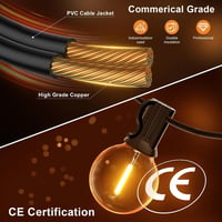 Miootly 30m Napelemes Kültéri Fényfüzér 50+2 LED IP65 Vízálló Meleg Fehér 6