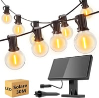 Miootly 30m Napelemes Kültéri Fényfüzér 50+2 LED IP65 Vízálló Meleg Fehér 1