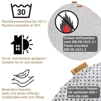 Dizajnový plstený okrúhly sedák Miqio s protišmykovou úpravou | 35 cm | súprava 2 ks | do interiéru aj exteriéru | recyklovaný PET | umývateľný | svetlosivý 5