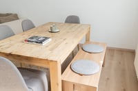 Dizajnový plstený okrúhly sedák Miqio s protišmykovou úpravou | 35 cm | súprava 2 ks | do interiéru aj exteriéru | recyklovaný PET | umývateľný | svetlosivý 3