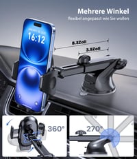 Miracase 2026 4 az 1-ben autós telefontartó 360°-os forgatással – matt fekete 4