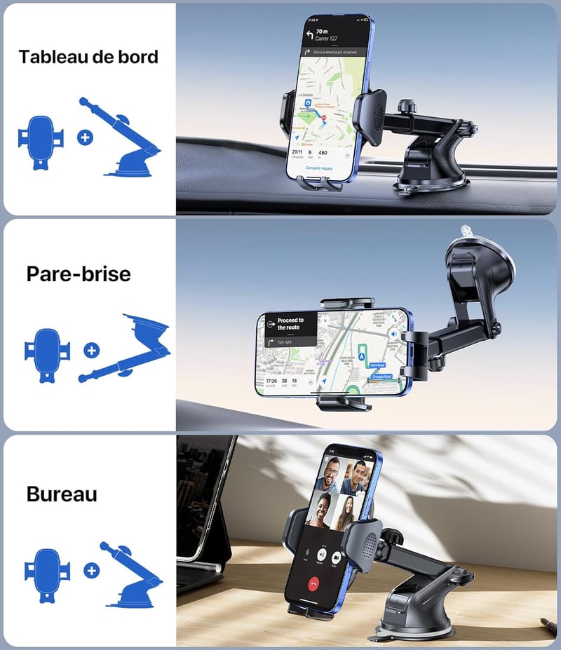 Miracase autós telefontartó 360° forgatható szívókorongos rögzítés 4-7.2" telefonokhoz