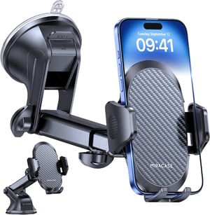 Miracase auto držač za telefon s vakuumskim pričvršćivanjem, 360°, za pametne telefone od 4-7,2" - crni