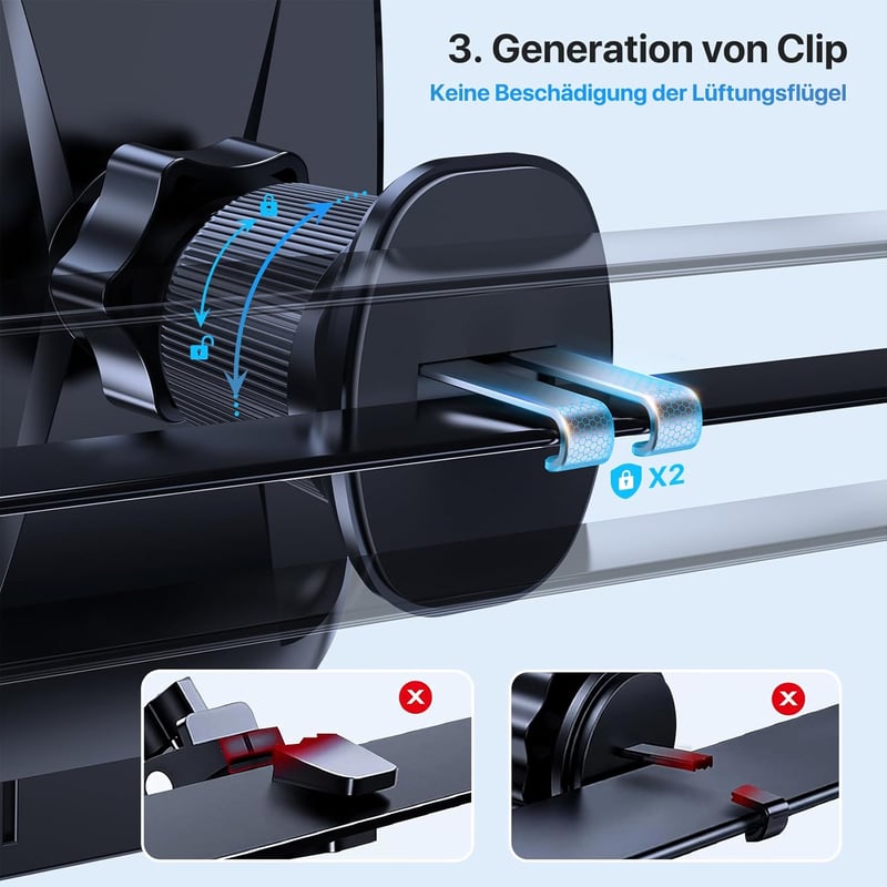 Miracase autós telefontartó 360° forgatható univerzális autó telefon tartó szellőzőrácsra - Suction cup and ventilation