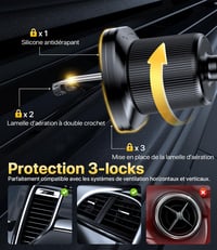 Suport auto pentru telefon Miracase pentru grila de ventilație, rotativ la 360°, cu cârlig metalic dublu, suport universal pentru smartphone în mașină pentru hands-free 6