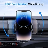 Suport auto pentru telefon Miracase pentru grila de ventilație, rotativ la 360°, cu cârlig metalic dublu, suport universal pentru smartphone în mașină pentru hands-free 5
