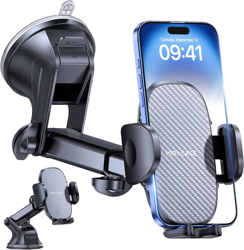 Miracase autós telefontartó erős tapadókoronggal, 360°-ban forgatható, műszerfal/szélvédő