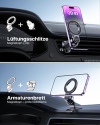 Suport Auto Magnetic Miracase MagSafe - cu 20 Magneți N55, Rotire 360°, Suport Magnetic Universal pentru iPhone și Smartphone, Negru 2