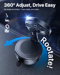 Suport auto pentru telefon Miracase MagSafe, cu ventuză puternică și Nano Gel, rotire la 360°, compatibil cu iPhone 17 Pro Max/16/15/14/13/12, negru 6
