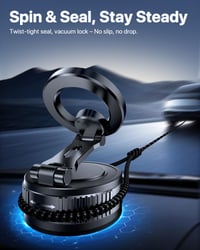Suport auto pentru telefon Miracase MagSafe, cu ventuză puternică și Nano Gel, rotire la 360°, compatibil cu iPhone 17 Pro Max/16/15/14/13/12, negru 4