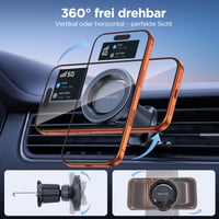 Suport Auto pentru Telefon Miracase MagSafe pentru Grila de Ventilație, cu Cârlige Duble Metalice Îmbunătățite, 20x Magneți N55, Compatibil cu iPhone 17 Pro Max, 16, 15, 14, 13 7
