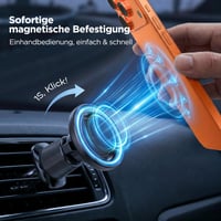 Suport Auto pentru Telefon Miracase MagSafe pentru Grila de Ventilație, cu Cârlige Duble Metalice Îmbunătățite, 20x Magneți N55, Compatibil cu iPhone 17 Pro Max, 16, 15, 14, 13 4