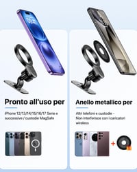 Miracase MagSafe magnetski auto držač za telefon - za ploču i ventilacijski otvor, crni 8