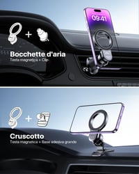 Miracase MagSafe magnetski auto držač za telefon - za ploču i ventilacijski otvor, crni 2