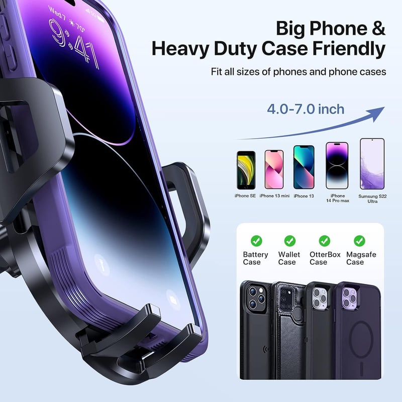 Miracase univerzális autós telefontartó szellőzőrácsra tapadókorongos, 360 fokban forgatható tartó iPhone Samsung Galaxy Google mobilhoz, fe